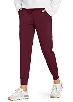 Libin Jogginghose Damen - Jogging Hose Sporthose Frauen| Sweatpants Slim Fit Freizeithose Lang| Fitness Trainingshose High Waist| Jogger Pants mit Taschen, Burgund, L von Libin