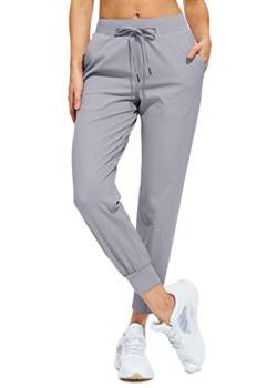 Libin Jogginghose Damen - Jogging Hose Sporthose Frauen| Sweatpants Slim Fit Freizeithose Lang| Fitness Trainingshose High Waist| Jogger Pants mit Taschen, Hellgrau, L von Libin