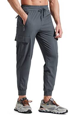 Libin Jogginghose Herren Leichte Schnelltrocknend Wanderhose Outdoorhose Trekkinghose Cargohose Trainingshose Sporthose Freizeithose Reisen mit Taschen, Grau M Men's Lightweight Joggers von Libin