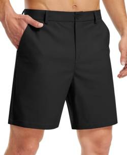 Libin Kurze Hosen Herren Golf Hose Kurz Stretch Shorts 17,8 cm (7 Zoll), Quick-Drying Leichte Komfort Casual Shorts, Dress Hose,Flache Vorderseite, Schwarz, 40 von Libin