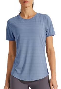 Libin Sportshirt Damen Kurzärm, Leichtes Atmungsaktiv Sport Shirts for Damen, Workout, Fitnessstudio, Laufen Tops, Quck Dry Rundhalsausschnitt Yoga-Shirts Locker, 01-blau, L von Libin