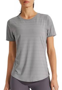 Libin Sportshirt Damen Kurzärm, Leichtes Atmungsaktiv Sport Shirts for Damen, Workout, Fitnessstudio, Laufen Tops, Quck Dry Rundhalsausschnitt Yoga-Shirts Locker, GRAU, XX-Large von Libin