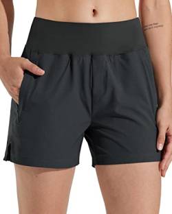 Libin Wanderhose Damen Kurz 4" Wandershorts Outdoor Shorts Sports Laufshorts Stretch Schnelltrocknend Sommer Athletic Reisen Trekking Wander Shorts Hohe Taille mit Taschen, Schwarz, L von Libin