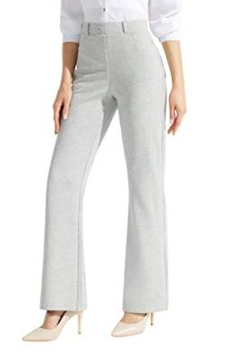 Libin Yogahose Damen Bootcut Flarehose Business Stretch Freizeit Hohe Taille Hose mit 4 Tasche Hellgrau Größe 38 78cm Innennähte von Libin