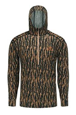 Herren 100% Merinowolle Jagd Hoodie Base Layer Sweatshirt Half Zip Midweight, Baumstamm, Large von Lichenland