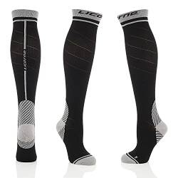 Licorne Kompressions-Thrombose-Stütz-Strümpfe Damen und Herren Compression Socks für Sport Flug Laufen Reisen Wandern Radsport Verbesserung der Durchblutung (39-42, Schwarz-Grau (2 Paar)) von Licorne Bike