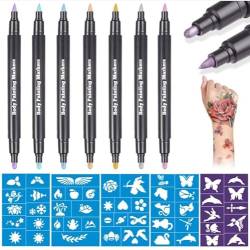 Lictin Temporäre Tattoos, 7 Farben Tatoo Temporäre Markers for Skin, Tattoo Wasserfest für Erwachsene und Kinder, Temporary Tattoo mit Tattoo Schablonen, Temporary Tattoo Body Markers von Lictin