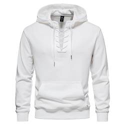 Lidssacde Herren Sweatshirt Basic Sweatshirt I Langarm V-Ausschnitt Mit Schnürung Vintage Kapuzenjacke Unisex Herren Pullover Hoodie Erhältlich In Vielen von Lidssacde