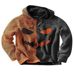 Lidssacde Hoodie Herren Halloween Langarm Kapuzenkragen 90S Streetwear Lose Kapuzen Jacke Pullover Sport Casual Sweat (Orange, L) von Lidssacde