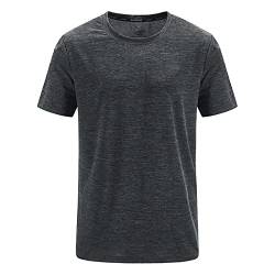 Lidssacde T Shirt Herren Sommer Lässig Strand Outfit Herrenhemd Kurzarm Einfarbig Rundhals Normale Passform Sommerhemd Locker Schnelltrocknend Tshirt (02-Dark Gray, XL) von Lidssacde