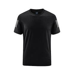 T Shirt Herren Sommer Lässig Strand Outfit Herrenhemd Kurzarm Einfarbig Rundhals Normale Passform Sommerhemd Locker Schnelltrocknend Tshirt von Lidssacde