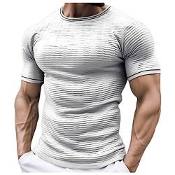 T-Shirt Herren Stretch Sommerhemden Kurzarm Einfarbig Basic T Shirt Rundhals Hemd Regular Fit Sommerhemd Locker Sport Tshirt Funktionsshirt von Lidssacde