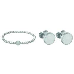 Liebeskind Beads-Armband LJ-0029-B-17 Silber & Damen-Ohrstecker Edelstahl mattiert, LJ-0049-E-07, Silber, One Size von Liebeskind