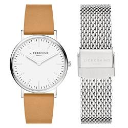 Liebeskind Damen Analog Quarz Uhr mit Leder, Edelstahl Armband LS-0963-MQB von Liebeskind