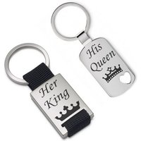 Lieblingsmensch Schlüsselanhänger Set - His Queen - Her King - ein tolles Geschenk und Glücksbringer (2 Schlüsselanhänger mit Gravur, inklusive Schlüsselring), Robuste und filigrane Lasergravur von Lieblingsmensch