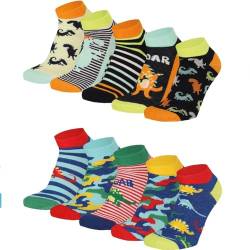 Lieblingsstrumpf24 10er Pack Socken Kinder Jungen Mädchen Baumwolle Öko-Tex Standard 100 (27-30, Sneaker socken Dino Mix) von Lieblingsstrumpf24