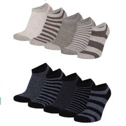 Lieblingsstrumpf24 10er Pack Socken Kinder Jungen Mädchen Baumwolle Öko-Tex Standard 100 (31-34, Sneaker Socken Ringel Blau Grau) von Lieblingsstrumpf24