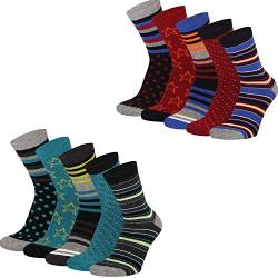 Lieblingsstrumpf24 10er Pack Socken Kinder Jungen Mädchen Baumwolle Öko-Tex Standard 100 (Ringel -Stern Mix (27-30) von Lieblingsstrumpf24