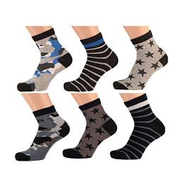 Lieblingsstrumpf24 6 er Pack Kinder Socken Jungen Mädchen Baumwolle Kurzschaft (Camouflage stern mix, 27-30) von Lieblingsstrumpf24