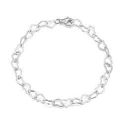 Lieson 925 Silber Armband Damen, Armkette 5MM Breite Hohl Herz Silber 19CM, Geburtstag Muttertag Weihnachten Geschenk für Mama Ehefrau Freundin von Lieson