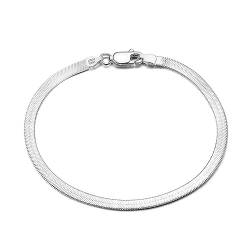 Lieson 925 Sterling Silber Armband Männer Frauen, Armbänder Einfach 3MM Breite Schlangenkette Silber 16.5CM, Geburtstag Muttertag Weihnachten Geschenk für Mama Ehefrau Freundin von Lieson