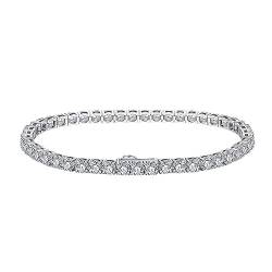 Lieson Armbänder Frauen Silber 925, Gliederarmband Tenniskette mit 3MM Rund Zirkonia Silber 18CM, Geburtstag Muttertag Weihnachten Geschenk für Mama Ehefrau Freundin von Lieson