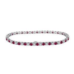 Lieson Armbänder Silber Damen 925, Armband Tenniskette mit 3MM Rot Weiß Zirkonia Silber 16.5CM, Geburtstag Muttertag Weihnachten Geschenk für Mama Ehefrau Freundin von Lieson