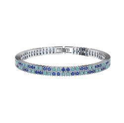 Lieson Armbänder Silber Damen 925, Armband Zweireihige 2MM Tenniskette mit Zirkonia Silber 19CM, Geburtstag Muttertag Weihnachten Geschenk für Mama Ehefrau Freundin von Lieson