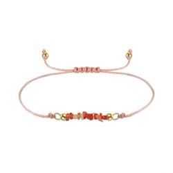 Lieson Armbänder Silber Damen 925, Armkette Verstellbare Kordel mit Rot Achatstein Rosa 25CM, Geburtstag Muttertag Weihnachten Geschenk für Mama Ehefrau Freundin von Lieson