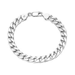 Lieson Armband 925 Silber Damen Herren, Armbänder Punk 5MM Breite Panzerkette Silber 21.5CM, Geburtstag Muttertag Weihnachten Geschenk für Mama Ehefrau Freundin von Lieson