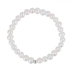 Lieson Armband Damen Silber 925, Armbänder Elegant Perlenkette mit Perle Silber 18CM, Geburtstag Muttertag Weihnachten Geschenk für Mama Ehefrau Freundin von Lieson