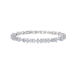 Lieson Damen Armband 925 Sterling Silber, Armbänder Geometrisch Zirkonia Silber 19CM, Geburtstag Muttertag Weihnachten Geschenk für Mama Ehefrau Freundin von Lieson