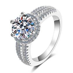 Lieson Damen Ringe für Verlobung, Hochzeit Ringe Silber 925 Elegant mit 6 Zinken Rund Moissanit 3ct Freundschaftsringe Frauen Silber Gr. 56 (17.8) von Lieson