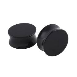 Lieson Ear Flesh Tunnel, 2 Stück Acryl Tunnel Einfach Schwarz Rund Form 6mm Ohr Plug Schwarz von Lieson