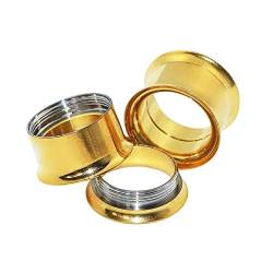 Lieson Ear Plugs Tunnel, 2 Stück Tunnel Edelstahl Gold Creolen 2mm Flesh Tunnel Gold von Lieson