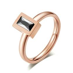 Lieson Edelstahl Ring Frauen, Einfach Poliert Solitär Zirkonia Verlobungsringe Freundschaftsringe Eheringe Hochzeitsringe Partnerringe für Damen Rosegold Gr.54 (17.2) von Lieson