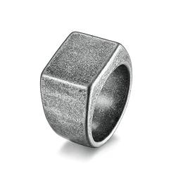 Lieson Edelstahl Ring Herren, Poliert 14MM Rechteckig Gravur Personalisiert Verlobungsringe Freundschaftsringe Eheringe Hochzeitsringe Partnerringe für Herren Silber Gr.67 (21.3) von Lieson