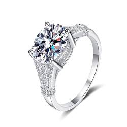 Lieson Ehering Frauen, 925 Sterling Silber Ring Damen Luxus mit 4 Zinken Oval Moissanit 3ct Verlobung Ringe Silber Gr. 54 (17.2) von Lieson