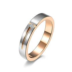 Lieson Eheringe Edelstahl Frauen Männer Partnerringe, Matt 4MM Zirkonia Verlobungsringe Freundschaftsringe Hochzeitsringe für Herren Damen Rosegold Größe 65 (20.7) von Lieson