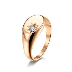 Lieson Eheringe Frauen Edelstahl, Poliert 10MM Stern mit Zirkonia Verlobungsringe Freundschaftsringe Hochzeitsringe Partnerringe für Damen Rosegold Größe 54 (17.2) von Lieson