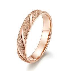 Lieson Eheringe Frauen Männer Edelstahl, 4MM Matt Linie Verlobungsringe Freundschaftsringe Hochzeitsringe Partnerringe für Herren Damen Rosegold Gr.65 (20.7) von Lieson