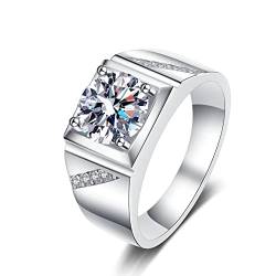 Lieson Eheringe für Männer, Verlobung Ring Silber Herren 925 Breit Ring mit Rund Moissanit 2ct Freundschaftsring Silber Gr. 63 (20.1) von Lieson