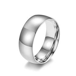 Lieson Frauen Männer Ringe Edelstahl Partnerringe, Poliert 8MM Verlobungsringe Freundschaftsringe Eheringe Hochzeitsringe für Herren Damen Silber Gr.60 (19.1) von Lieson