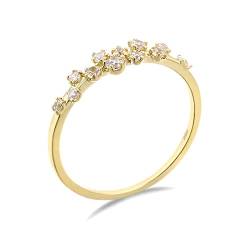 Lieson Frauen Ring Verlobung, Damenring Gold 750 18K Einfach Dünn mit Diamant Trauringe Gelbgold Große 52 (16.6) von Lieson