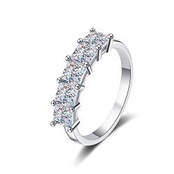 Lieson Frauen Ring Verlobung, Ehering 925 Silber Damen Elegant Quadratisch Moissanit 2ct Freundschaftsringe Silber Gr. 60 (19.1) von Lieson