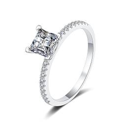 Lieson Frauen Ring Verlobung, Ehering Damen Silber 925 Halbe Ewigkeit Quadratisch Moissanit 2ct Hochzeit Ring Silber Große 49 (15.6) von Lieson