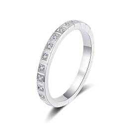 Lieson Frauen Ring Verlobung, Silber Ringe Damen 925 Halbe Ewigkeit Rund Moissanit 0.165ct Hochzeitsringe Silber Gr. 52 (16.6) von Lieson