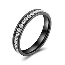 Lieson Frauen Ring Verlobung Edelstahl, Stapelring 4MM Zirkonia Freundschaftsringe Eheringe Hochzeitsringe Partnerringe für Damen Schwarz Gr.52 (16.6) von Lieson