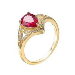 Lieson Frauen Ringe Gold, Frauen Ringe Vergoldet Elegant Trauringe Für Frauen Tropfen Rosa Zirkonia Ring Größe 57 (18.1) von Lieson