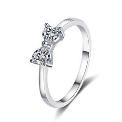 Lieson Freundschaftsringe Damen, Hochzeit Ring Silber 925 Elegant Schleife Herz mit Moissanit 0.4ct Eheringe Frauen Silber Große 53 (16.9) von Lieson